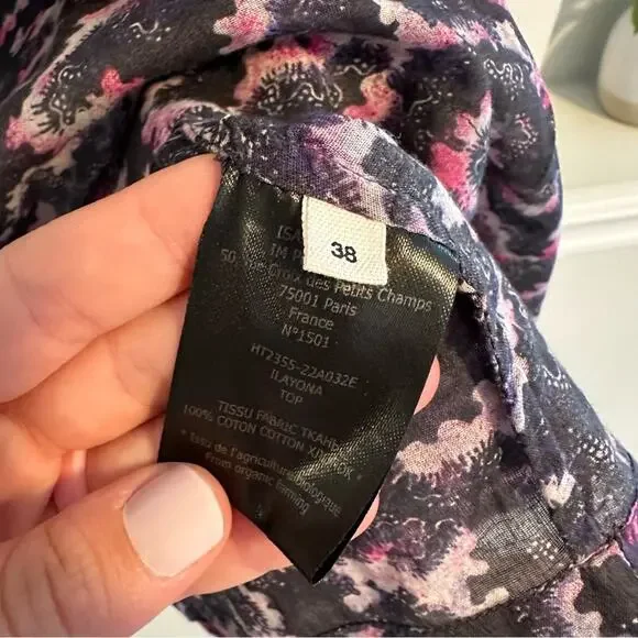 Isabel Marant Etoile Purple Pink Cotton Ikat Blouse Top 38 Medium - Picture 9 of 13